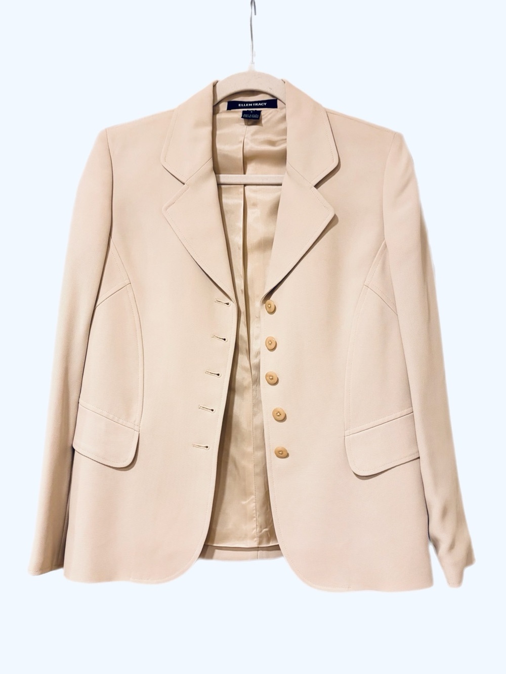 Ellen Tracy Cream Textured Women's Blazer Jacket Size 8P